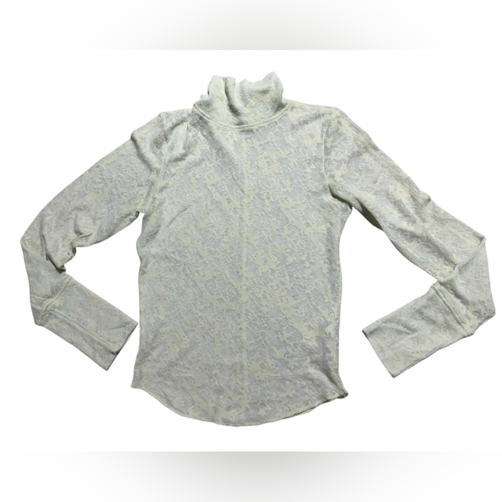 Intimately Free People Sheer Turtleneck Pullover Top Green Size Small